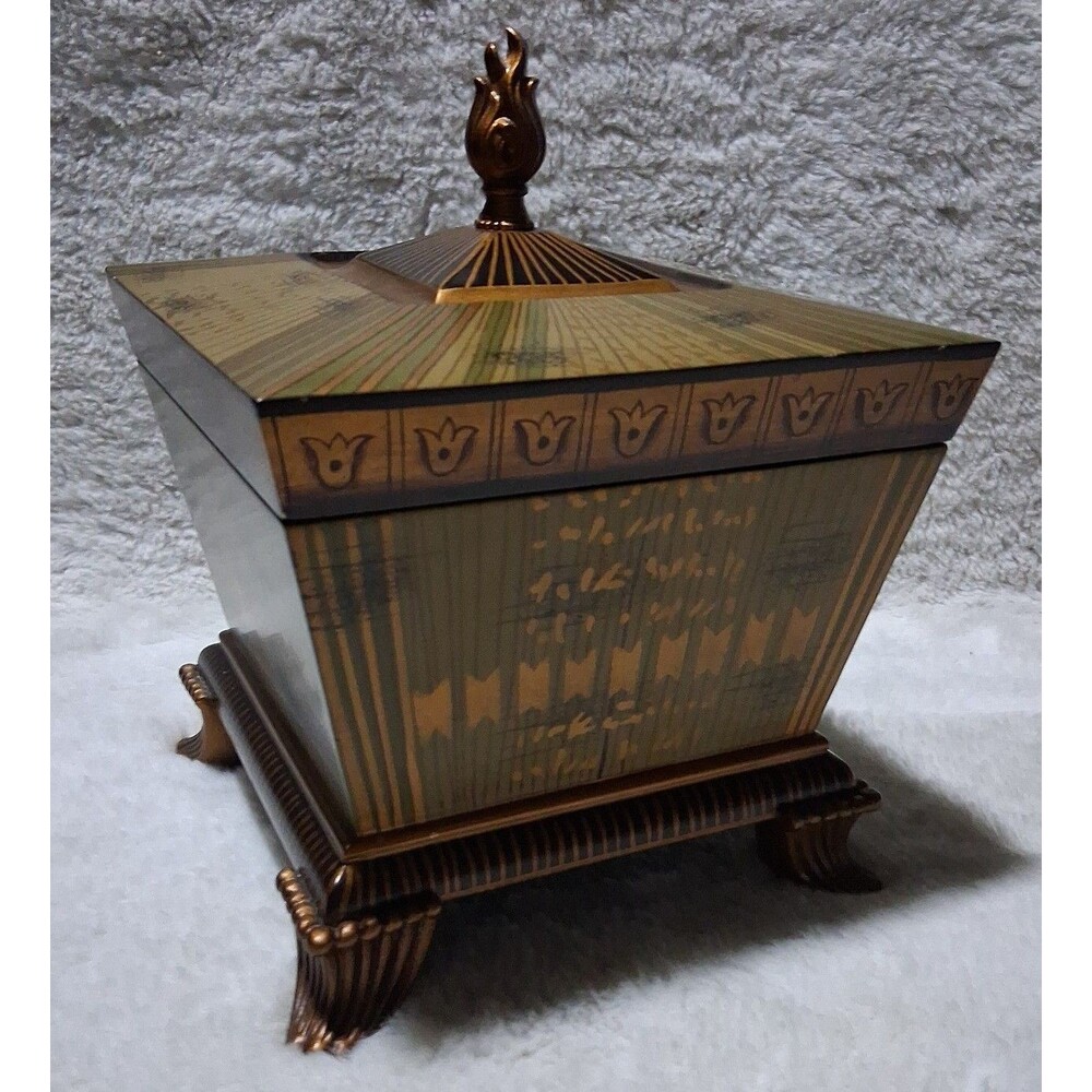 Cambridge Antique Gold Ornate Decorative Wooden Box with Lid (8.5" x 10")